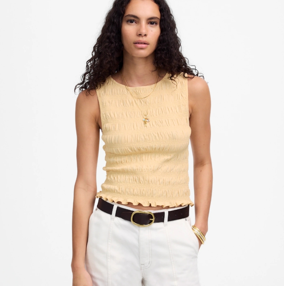 Madewell Smocked Boatneck Tank NV912 SZ M NWT